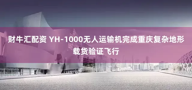 财牛汇配资 YH-1000无人运输机完成重庆复杂地形载货验证飞行